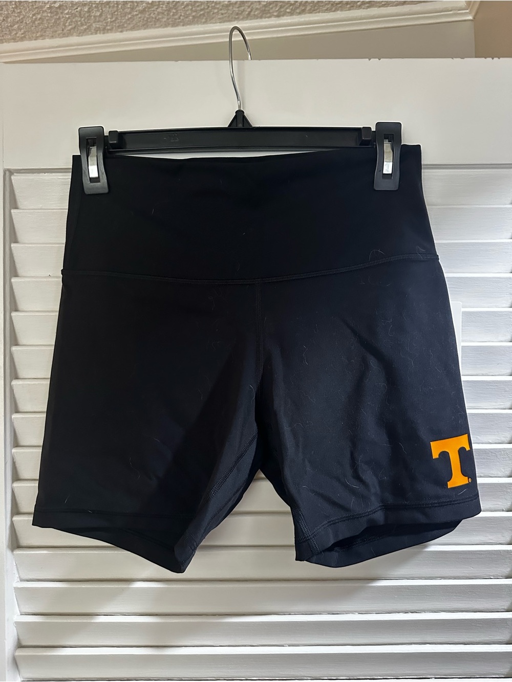 lululemon athletica Black Bike Shorts with Orange 'T' Detail